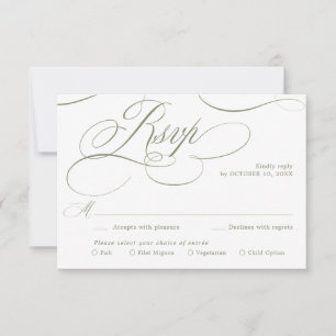 Cartão RSVP Caligrafia moderna atemporal Casamento Verde Sage