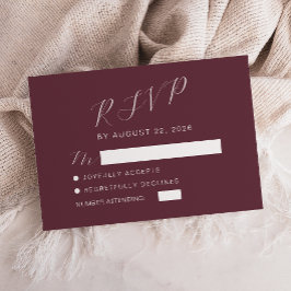 Cartão RSVP Caligrafia Moderna Casamento Borgonha