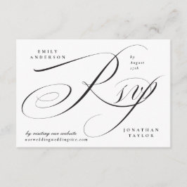 Cartão RSVP Caligrafia Romântica Elegante Negra e Branca