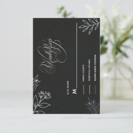 CARTÃO RSVP CALIGRAFIA SCRIPT PRETO E BRANCO, POR FAVOR, RESPO