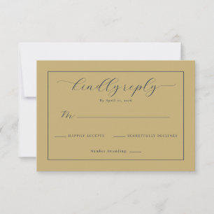 Cartão RSVP Caligrafia Sofisticada Bege