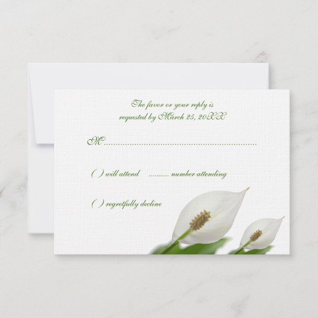 Cartão RSVP Calla Lily Flores White Cards (Frente)