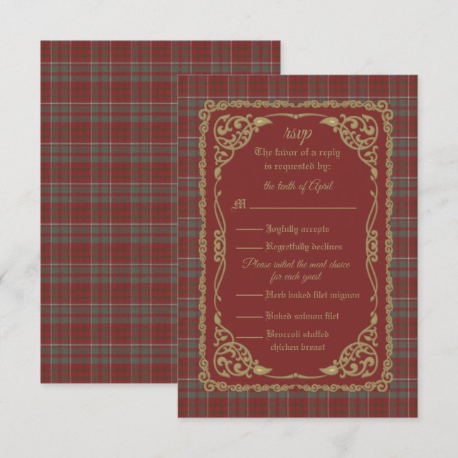 Cartão RSVP Cameron Lochiel Weathered Tartan Response Card (Frente/Verso)