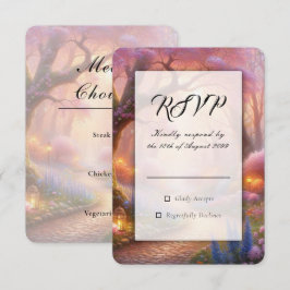 Cartão RSVP Caminho de Jardim com Lanterna Romântica em Pastel