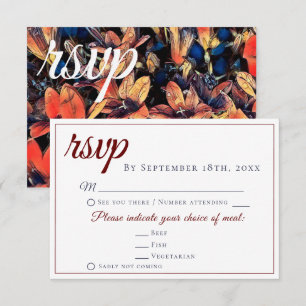 Cartão RSVP Campainhas Laranja Cardápio de Casamento Floral Es
