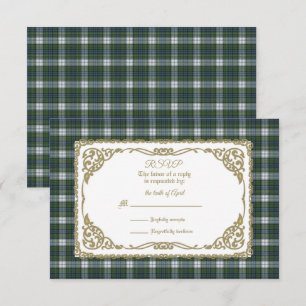 Cartão RSVP Campbell vestiu o antigo Tartan com quadro Dourado