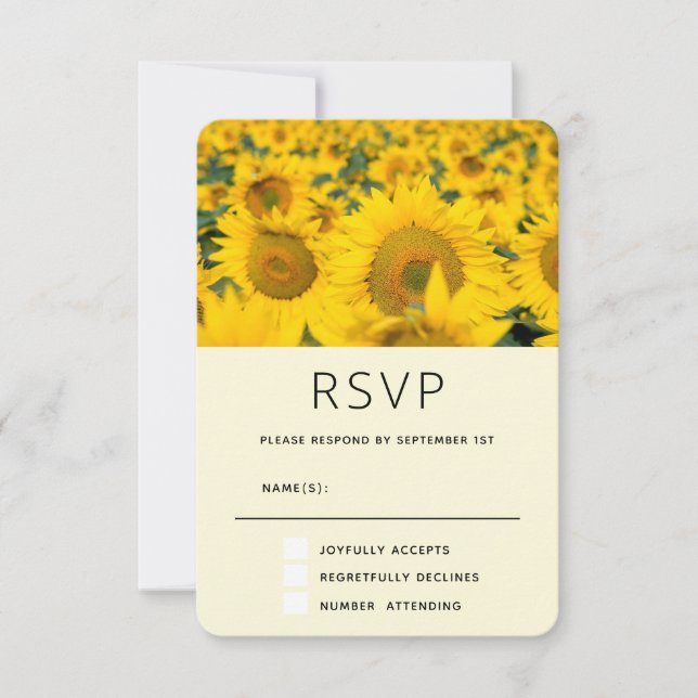 Cartão RSVP Campo Amarelo de Girassóis (Frente)
