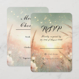 Cartão RSVP Campo de Flores Silvestres Pastel Etéreo Casamento