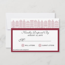 Cartão RSVP Canal de Amesterdã Casas Holandesas Casamento de M