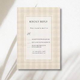 Cartão RSVP Capa de Casamento Xadrez Marrom Clássico Cappuccin