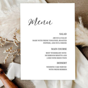 Cartão RSVP Cardápio de Casamento Minimalista Elegante