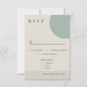 Cartão RSVP Cardápio Moderno Boho Geométrico Abstrato Verde Ci