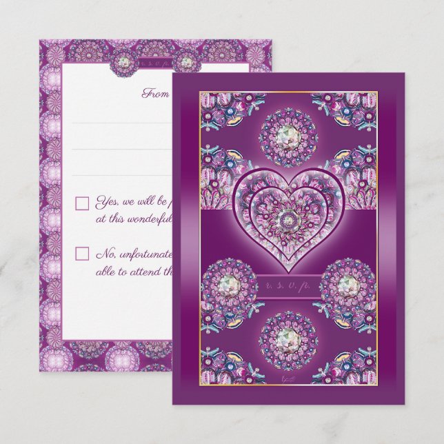 Cartão RSVP Cardinal Red Rosace (Frente/Verso)