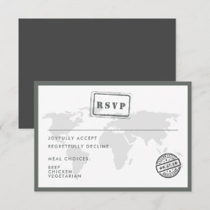 Cartão RSVP Carimbo de Data de Casamento de Destino do Mapa Mu