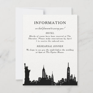 Cartão RSVP carta de informação preto e branco de NYC