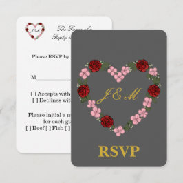 Cartão RSVP Carte-réponse grise avec couronne de fleurs