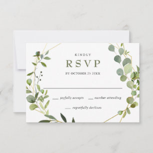 Cartão RSVP CASA DE NEVE - Nupcial Floral Eucalyptus Moderno