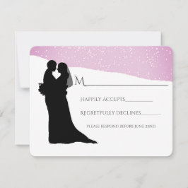 Cartão RSVP Casal em um Casamento no inverno de Montanha Snowy