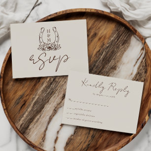 Cartão RSVP Casal & floral Western Country Boho Wedding