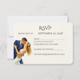 Cartão RSVP Casal Romance do Ouro de Casamento Elegância etern