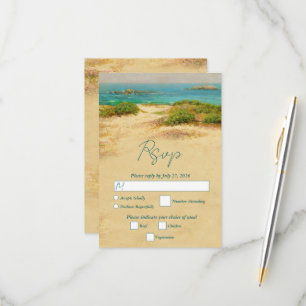 Cartão RSVP Casamento à Beira-Mar com Aquarela