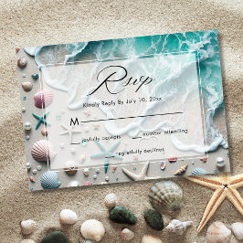 Cartão RSVP Casamento à beira-mar no Oceano de Praia