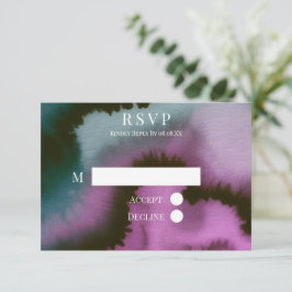Cartão RSVP Casamento Abstrato Roxo e Turquesa