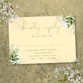 Cartão RSVP Casamento Amarelo Botão-de-ouro E Verdejante Doura
