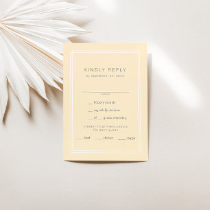 Cartão RSVP Casamento Amarelo da Manteiga Neutra Simples da AV