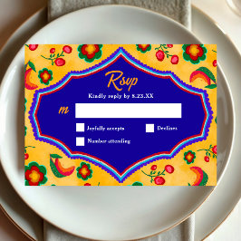 Cartão RSVP Casamento amarelo mexicano
