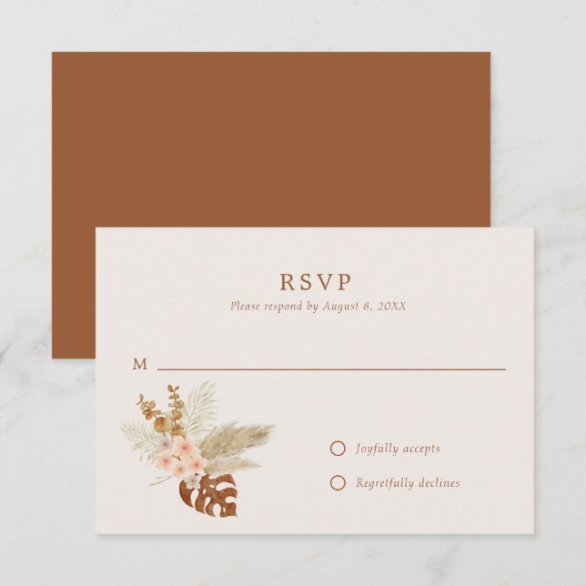 Cartão RSVP Casamento ao Ar Livre Rústico de Flores de Outono  (Frente/Verso)