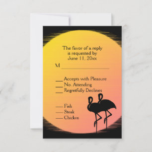 Cartão RSVP Casamento ao pôr do sol flamejante à noite