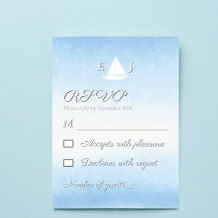 Cartão RSVP Casamento Aquarela Água Encontra Céu
