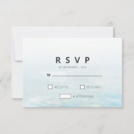 Cartão RSVP Casamento Aquarela Náutica Azul Moderna