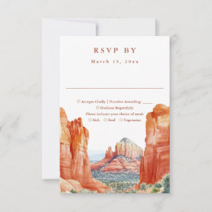 Cartão RSVP Casamento Aquarela no Deserto da Montanha