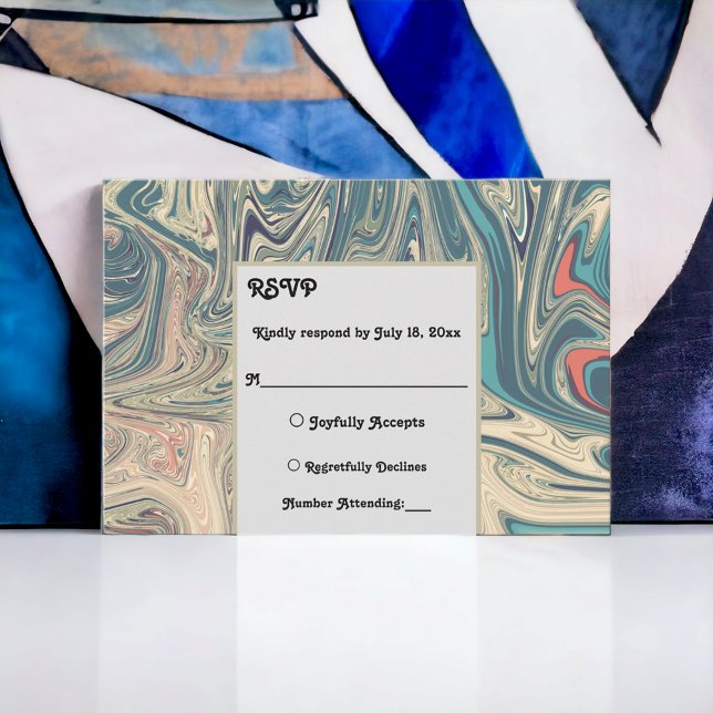 Cartão RSVP Casamento artístico de Abstrato boêmica mínimo (Criador carregado)