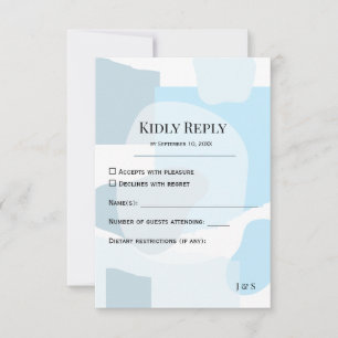 Cartão RSVP Casamento Artístico Minimalista Azul-Abstrato Mode
