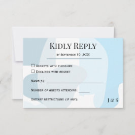 Cartão RSVP Casamento Artístico Minimalista Azul-Abstrato Mode