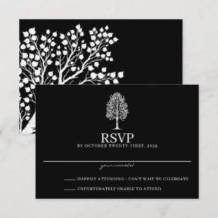 Cartão RSVP Casamento Aspen Preto