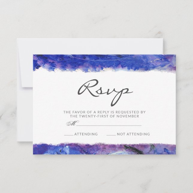 Cartão RSVP Casamento Azul (Frente)