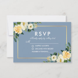 Cartão RSVP Casamento Azul Amarelo Amarelo Floral Amarelo Amar