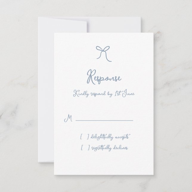 Cartão RSVP Casamento Azul com Dusty Arco Whimsical (Frente)