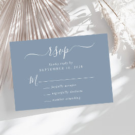 Cartão RSVP Casamento Azul com Dusty Script Chic