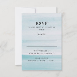 Cartão RSVP Casamento azul de Watercolor. Simples e elegante n