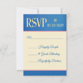 Cartão RSVP Casamento azul e amarelo