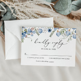 Cartão RSVP Casamento Azul Elegante