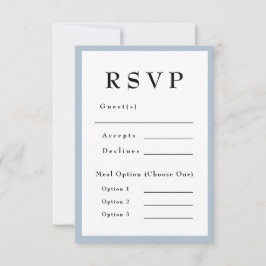 Cartão RSVP Casamento Azul Elegante Atemporal