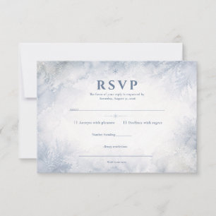 Cartão RSVP Casamento Azul Elegante e Nebuloso de Inverno Sem 