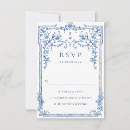 Cartão RSVP Casamento Azul Empoeirado Floral Gracioso Ornament