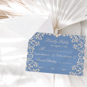 Cartão RSVP Casamento Azul Empoeirado Neutro Elegante